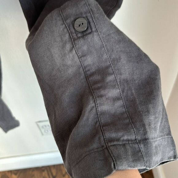 J. Jill Women Pure Jill 100% Linen gray charcoal pants or capri lightweight Med! - Picture 5 of 13